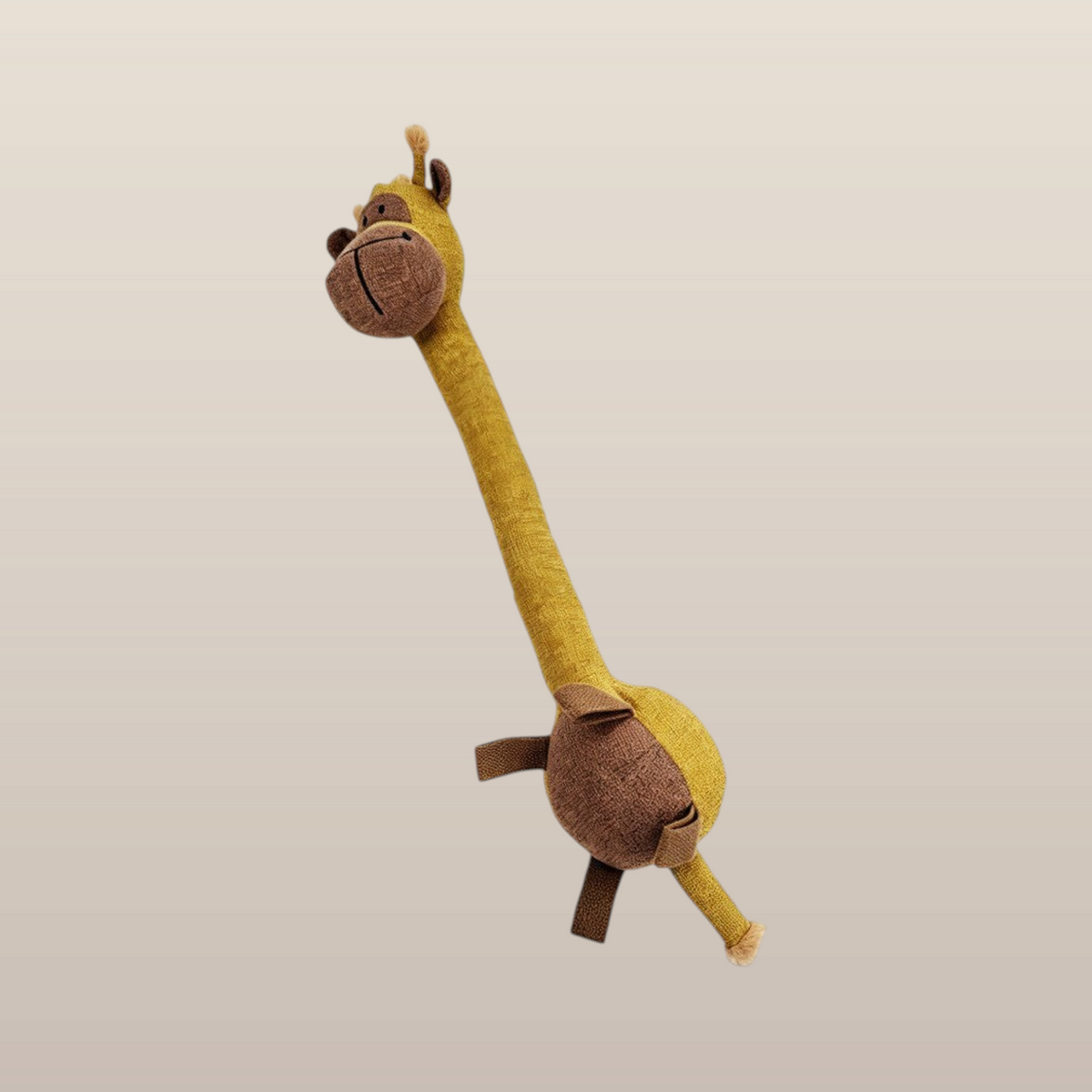 MoonRise toy giraffe with a long neck, textured yellow and brown fabric, and soft plush details.